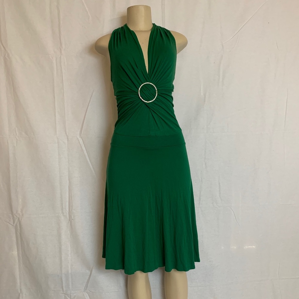 Green halter dress